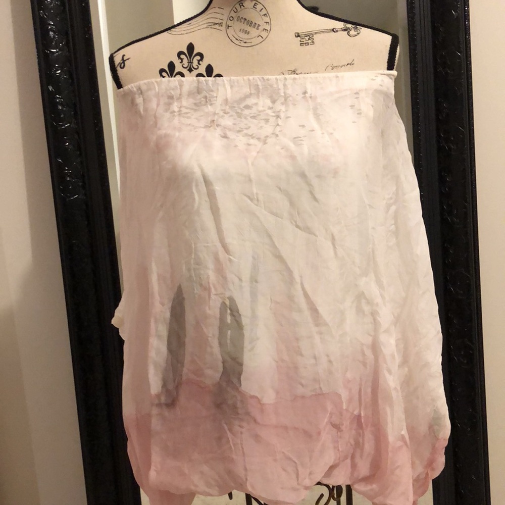Szs silk blend off the shoulder loose blouse